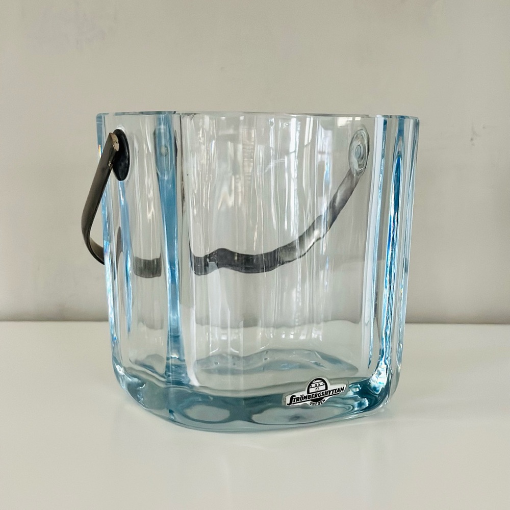 Vintage midcentury Swedish glass ice bucket